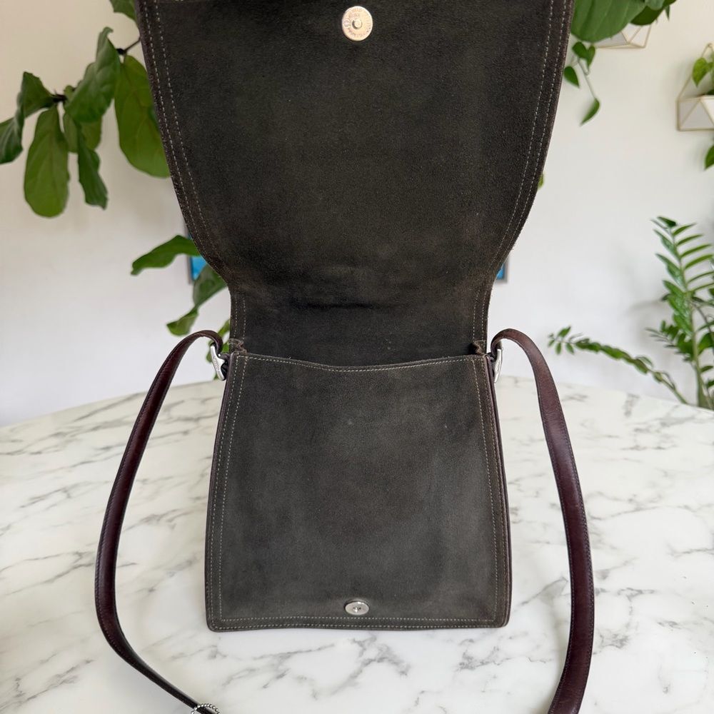 COACH Vintage Monterrey Flap Suede Crossbody Bag Loden Olive Green 6148 90's Y2K - Picture 9 of 16